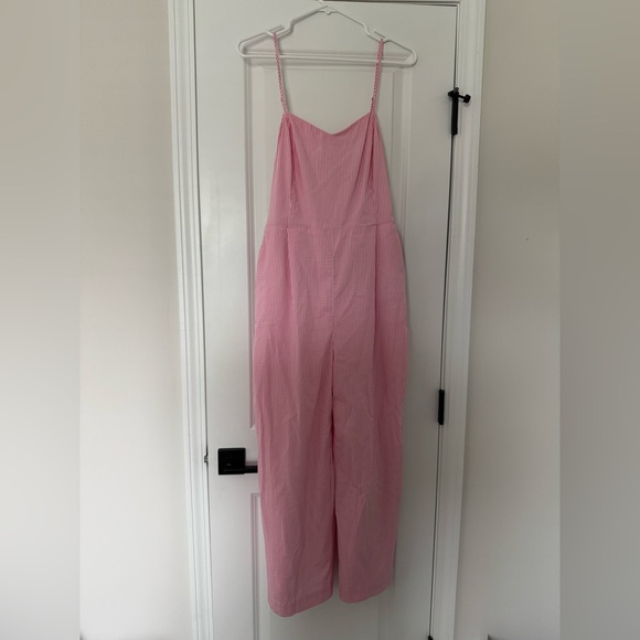 Vineyard Vines Bow Waist Jumpsuit Striped Spaghetti Strap Sweetheart Neck Size 8 - Picture 1 of 5